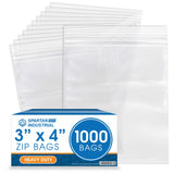 Spartan Industrial - 3X 4(1000 Count) 4 Mil Thick Clear Reclosable Zip Plastic Poly Bags with Resealable Lock Seal Zippe
