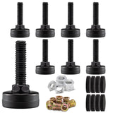 8-Pack Adjustable Furniture Leveling Feet, M8 ISO Metric Thread, 1.8 Inch Height, 1'' Base, Includes Nuts and Felt Padded, Black