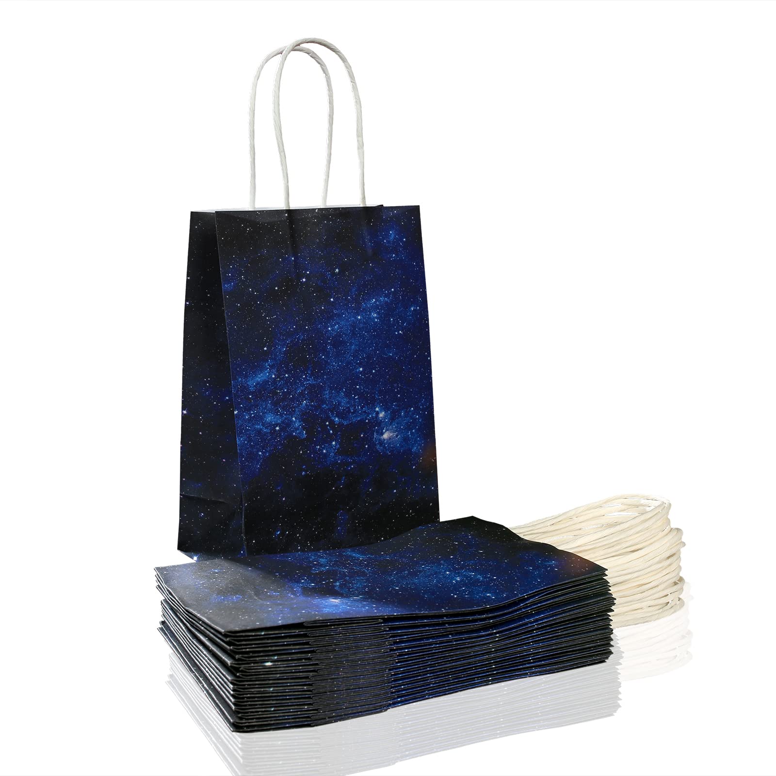 16 Pieces Galaxy Party Space Gift Bags With Handles Kraft Paper Galaxy Gift Bags Starry Night Party Gift Goodie Bags Galaxy Trea