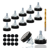 12 PCS 1/4 Thread Furniture Feet Levelers,Furniture Leveling Feet with T-Nuts,Suitable for Tables, cabinets, Chairs, Stool Legs 