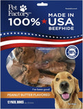 Pet Factory 100% Made in USA Beefhide 6 Knotted Bones Dog Chew Treats - Peanut Butter Flavor, 12 Count/1 Pack