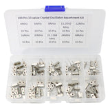 100Pcs 10 Value Crystal Resonators Oscillator Assortment Kit Assorted Set 4Mhz, 6Mhz, 8Mhz, 11.0592Mhz, 12Mhz, 16Mhz, 20Mhz, 22.