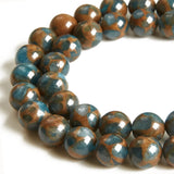 100pcs 6mm Lake Blue Cloisonne Beads Natural Gemstone Beads Round Loose Beads for Crafting and Jewelry Making