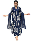 Anni Designer Women'S Rayon Blend Anarkali Printed Kurta With Pant & Dupatta (Jasiwal Blue-Vks01_4Xl_Blue_Xxxx-Large),Blue,4XL