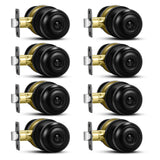 Plustool 8 Pack Matte Black Door Knobs, Privacy Door Knob with Lock, Interior Doorknobs with Round Ball, Keyless Door Lockset fo