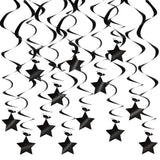 BEISHIDA Black Stars Hanging Swirls Bachelorette Graduation Hanging Ornament Decorations for Birthday Party Supplies Congrats Gr