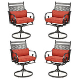 EROMMY Patio Swivel Chair Set of 4, Heavy Duty Outdoor Dining Chairs with Thickened Cushions, Metal Patio Chairs Gentle Rocker f