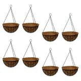 Bonkaso 10Inch Coir Hanging Basket With Metal Chain (Set Of 8) | Coco Liner Hanging Planter For Balcony, Garden, Indoor & Outdo