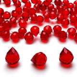 Chengmu 8mm Red Strawberry Glass Beads for Jewelry Making, Faceted Teardrop Crytal Prism Spacer Beads for Pendants Bracelet Neck