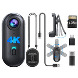 BOBLOV W4 4K Mini Body Camera,128G Wearable Camera with 360Rotatable Clip & Magnetic Clip, Thumb Size, 96 Minutes for Recording,