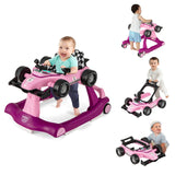 BABY JOY 4-in-1 Baby Walker, Foldable Activity Walker with Adjustable Height & Speed, Music, Lights, Steering Wheel, Comfy Seat 