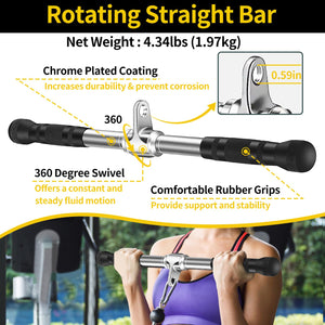 WNOEY Triceps Pull Down Attachment, Cable Machine Accessories for Home Gym (V Handle + Row Handle + Rotating Bar + Tricep Rope +