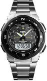 V2A Analogue - Digital Men'S Silver Dial And Band Stainless Steel Watch (Black Dial)