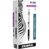 Zebra Pen M301 Mechanical Pencil, Stainless Steel Barrel, Medium Point, 0.7mm, Black Grip, 1Pack