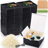 Crtiin 8 Pack Black Gift Boxes Set 8 x 8 x 4 Inch Groomsman Proposal Cardboard Gifts Box with Lids for Presents Men Wedding Chri
