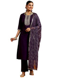 Libas Women'S Silk Blend Yoke Design Kurta Set (Gs962_Purple