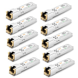 10Pack 1.25G SFP-T Transceiver, 1000Base-T Gigabit SFP Copper RJ45 Module for Ubiquiti UF-RJ45-1G, Mikrotik, D-Link, Supermicro,