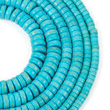 Elecrelive 6 Strands Blue Turquoise Heishi Beads 3 Sizes Flat Round Gemstone Disc Stone Beads for Bolo Bracelets Necklaces Earri