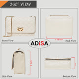 Adisa Women'S Girls Party Sling Bag With Gold Chain (Sl5090-Cre_Off White),Off White,,B09RWS7MF3