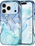 Btscase Compatible with iPhone 17 Pro Case 6.3 Inch 2025,Marble Pattern 3 in 1 Heavy Duty Shockproof Full Body Rugged Hard PC+So