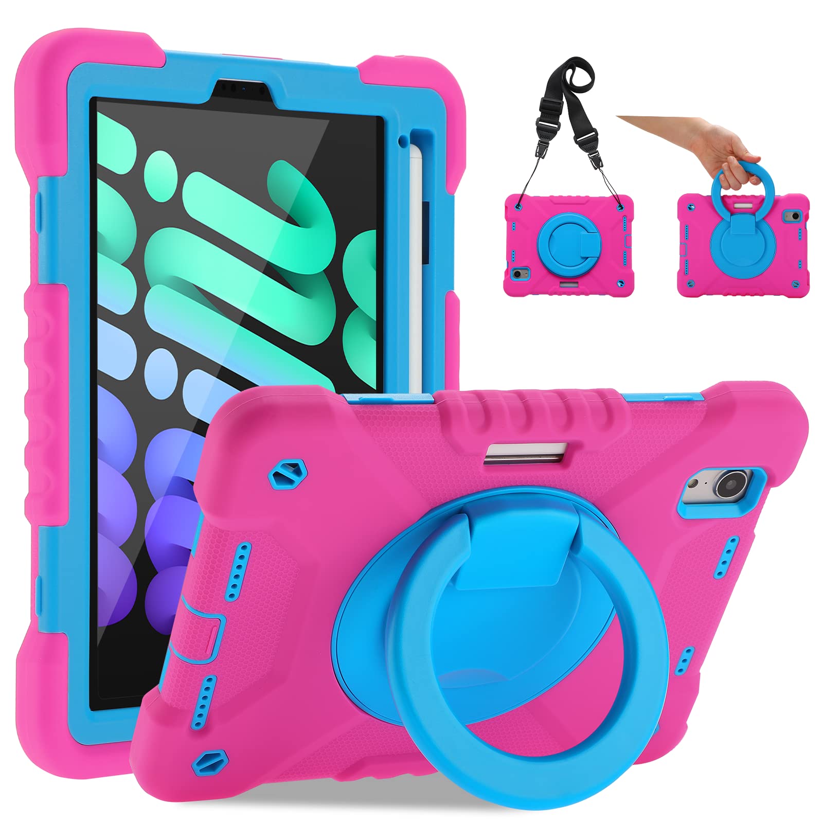 ANDNARY iPad Mini 6 Case 8.3 Inch 2021 iPad Mini 6th Generation Case,3 Layer Heavy Duty Protection Case Built-in Pencil Holder-3