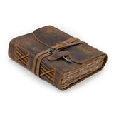 LEATHER VILLAGE Vintage Leather Journal - 200 Handmade Vintage Deckle Edge Paper - Leather bound Journal For Women Men - Vintage