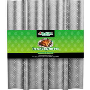 AMAGABELI GARDEN & HOME Nonstick Perforated Baguette Pan 15 x 13 for French Bread Baking 4 Wave Loaves Loaf Bake Mold Toast 