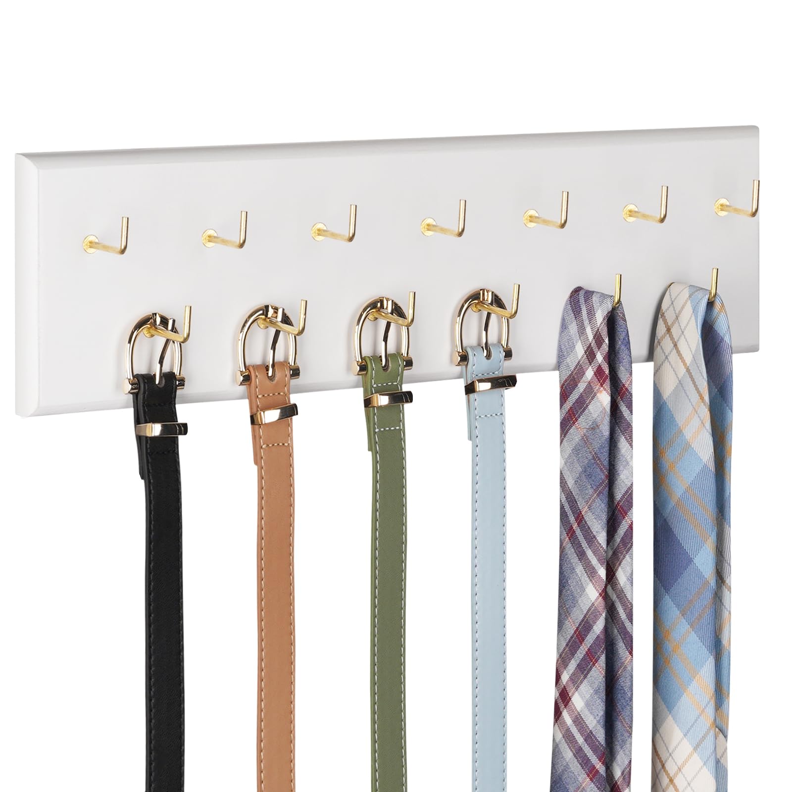 Creproly Belt Hanger Wall Mount Belt Organizer for Closet, Holds Over 28 Belts Wooden Wall Mounted Belt Rack Storage Tie and Sca