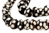 The Bead Chest Batik Bone Beads - Full Strand of Fair Trade African Beads (Large, Polka Dot Design)