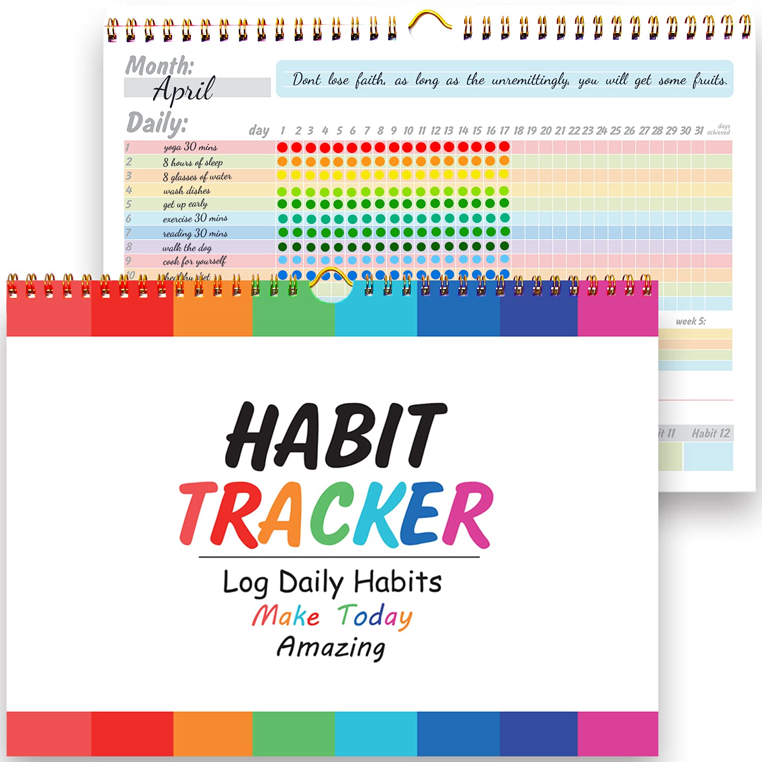 gisgfim Habit Tracker Calendar Motivational Habit Tracking Journal Inspirational Goal Planner with Spiral Binding Beautiful Week