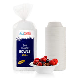 BluShine 250 Pack- 5 Oz Disposable Plastic Bowls Plates - Strong and Sturdy - Heat-Resistant and Soak-Proof - Does Not Melt or C
