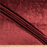 Brocade Scroll Velvet Fabric, 58 Inch in Width, Ideal Embossed Material for Home D cor Burgundy Cut by The Yard