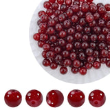 PAMIR TONG 400pcs 8mm Round Maroon Glass Beads Bulk for Bracelet- Pretty Smooth Loose Beads for Necklace-Earring-Jewelry Making 