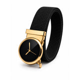 Usl Automatic/Push Lock Nylon Woven Fabric Belt For Men & Women | Fits On Upto 40 Inches Waist Size (Golden Black)