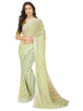rangita Women Leheria Striped Georgette Saree With Blouse Piece - Green