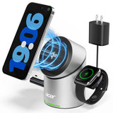 Acer Prime 3 in 1 Charging Station for Apple - Qi2 15W iPhone Wireless Charging Station, Magsafe Charger Stand for iPhone 17 16 