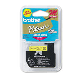 Brother Genuine P-touch M-K631 Label Tape 1/2 (0.47) Standard Laminated P-touch Tape, Black on Yellow Laminated for Indoor or Ou