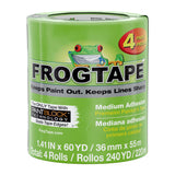 FROGTAPE MultiSurface Painters Tape with PAINTBLOCK, Medium Adhesion, 1.41 Inches x 60 Yards, Green, 4 Rolls (240660)