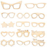 EXCEART 17pcs Glasses Wood Chips Wooden Craft Slices Embellishments Ornaments Wooden Blanks Mini Doll Glasses Child Accessories 