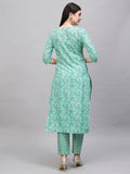 Gosriki Women'S Cotton Blend Straight Printed Kurta With Pant (Lajvanti Green-Gs_Xxl_Green_Xx-Large),Green,2,B0CSG683WF