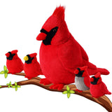 ZJoey 5 Pcs Northern Cardinal Plush Mommy Stuffed Animal with Baby Plush Red Bird Soft for Girls Birthday Xmas Bedtime Gift Bed 