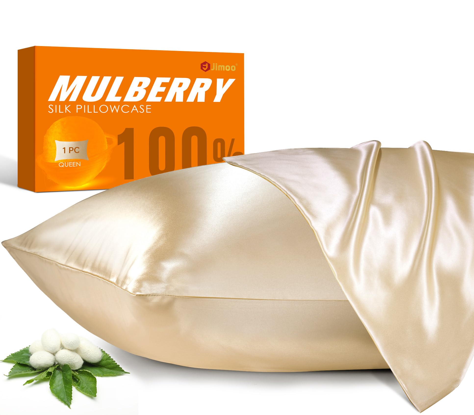 100% Mulberry Silk Pillowcase For Hair And Skin, 22 Momme Natural Silk Pillow Case With Zipper, Both Sided Pure Silk Pillow Cove