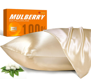 100% Mulberry Silk Pillowcase For Hair And Skin, 22 Momme Natural Silk Pillow Case With Zipper, Both Sided Pure Silk Pillow Cove