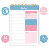 To Do List Notepad - Daily Planner Notepad Undated 52 Sheets Tear Off, 6.5 x 9.8 Checklist Productivity Organizer with Hourl