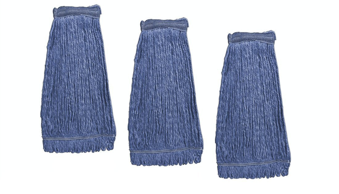 Kleen Handler Pack Of 3 Heavy Duty Commercial Mop Head Replacement, Wet Industrial Cotton Looped End String Cleaning Mop Head Re