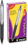 Pilot VBall RT Retractable Rolling Ball Pens, Fine Point, Black Ink, Dozen Box (26206)