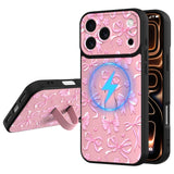 Fiyart Designed for iPhone 17 Pro Max Case with Wrist Strap Kickstand Cute Trendy Bowknot for Women Girls Slim Pink Ribbon Bows 