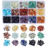 PONABEADIY 1 Box 150G 15 Styles Chip Beads Black Green Blue Synthetic Chakra Stone Energy Power Crystal Reiki Gemstone Drilled L