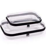 YSHXNX Toiletry Bag,Water Resistant Cosmetic Organizer for Bathroom,2 Pcs Quart Size Clear Hard Shell Black Zipper Case for Toil