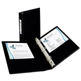 Avery Mini Durable 3 Ring Binder, 1 Round Rings, Holds 51/2 x 81/2 Paper, Spine ID Label Holder, 1 Black Binder (27257)